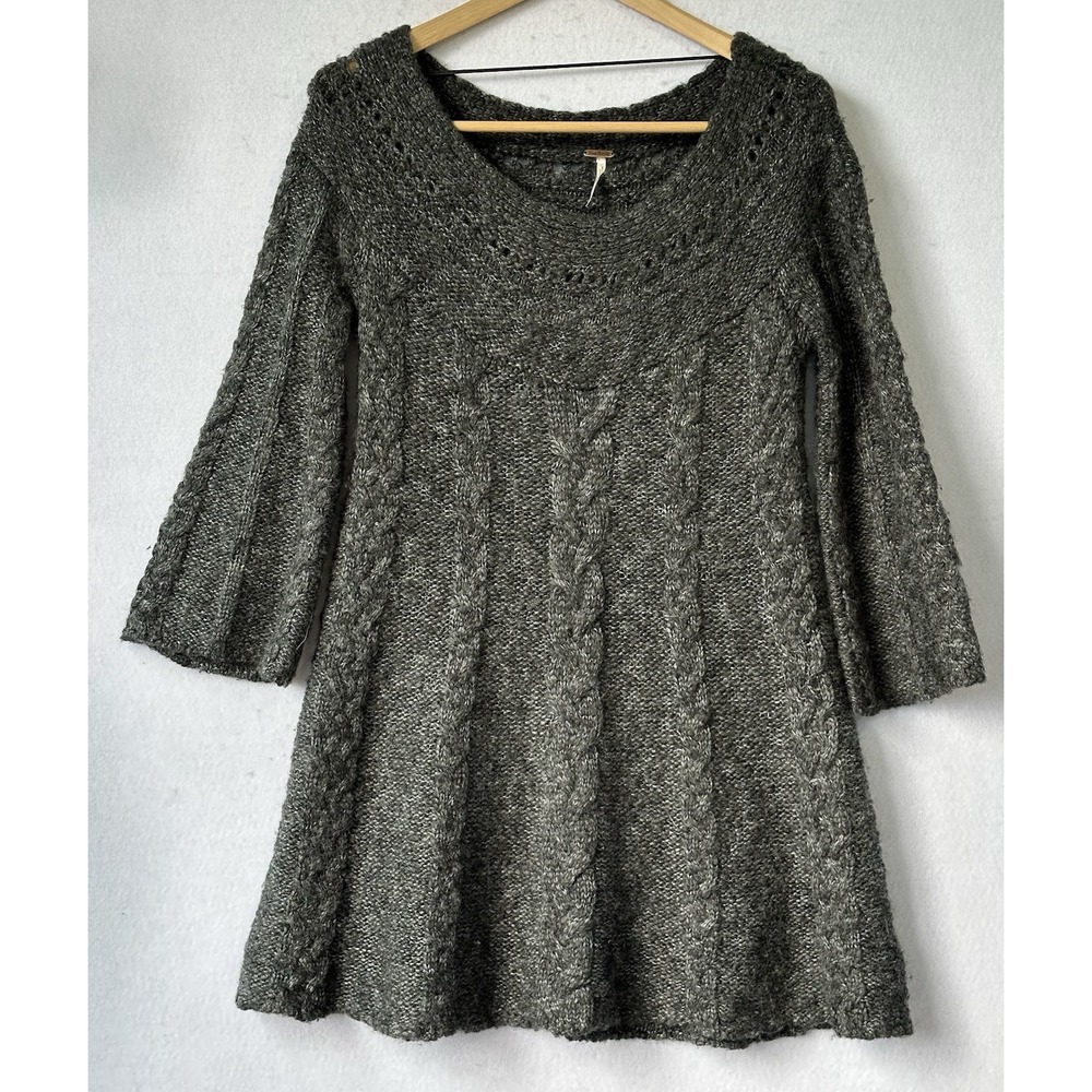 Free People Wool Blend Sweater Old World Gray Women's Size S bell sleeves
